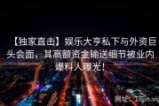 【独家直击】娱乐大亨私下与外资巨头会面，其高额资金输送细节被业内爆料人曝光！
